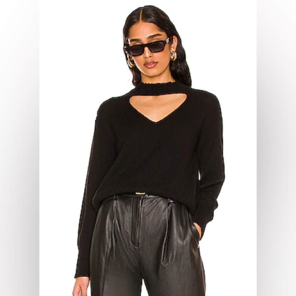 525 America Distressed Gigi Pullover Sweater in Black